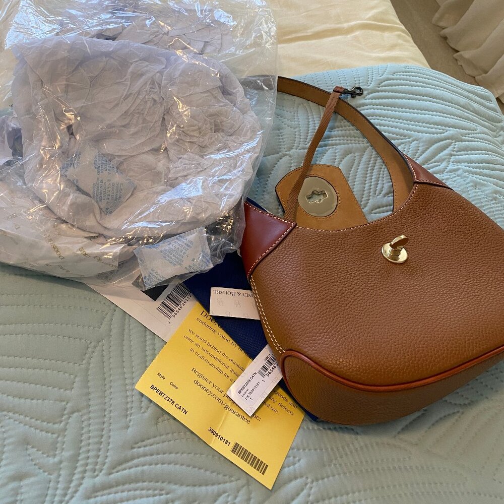 Dooney & Bourke Pebble Leather Turnlock Hobo Caramel ๐ - Picture 7 of 14